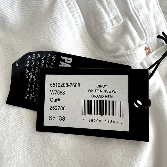 Anthropologie Paige Cindy High Rise Straight Leg Jeans White Noise Wash Size 33 - Picture 12 of 15